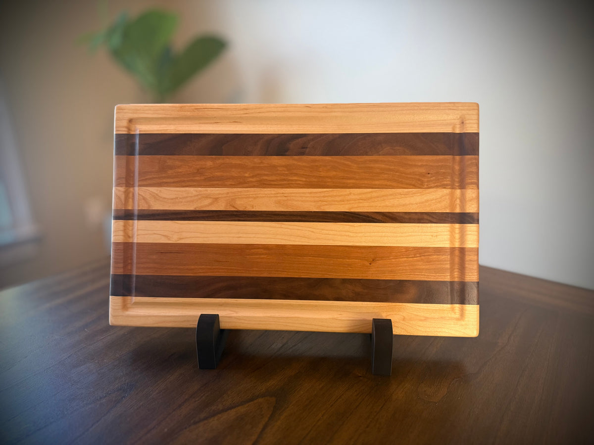 Maple, Cherry & Walnut Edge-Grain Cutting Board - 17”x11”x1-1/2”