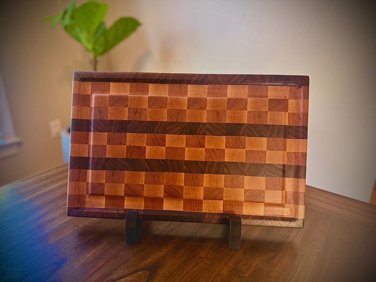 Cherry & Walnut End-Grain Cutting Board - 18"x12"x1-1/4”