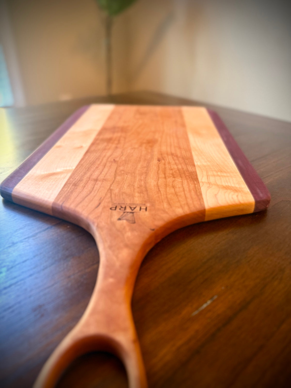 Cherry, Maple & Purpleheart Handled Serving Board - 25”x12”x5/8”