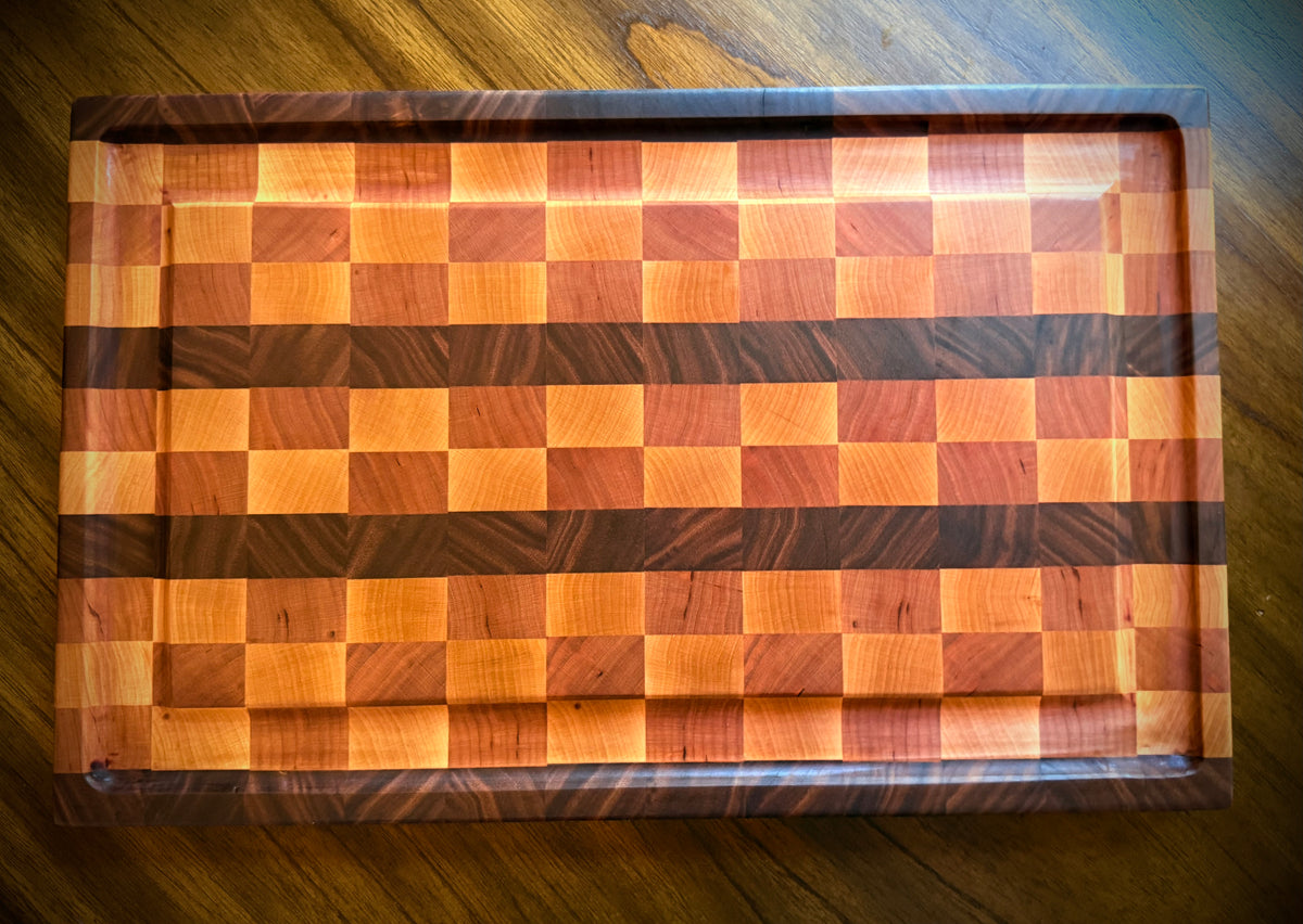 Cherry & Walnut End-Grain Cutting Board - 18"x12"x1-1/4”