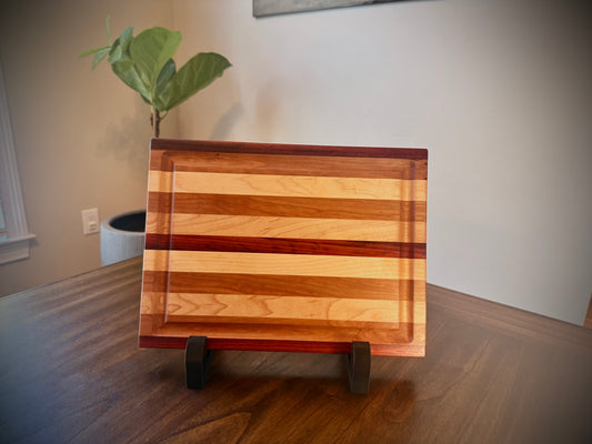 Maple, Cherry & Padauk Edge-Grain Cutting Board - 14”x10”x1-1/2”